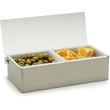 38704CQ - 2 qt Condiment Caddies w/ One-Piece Lid 11-3/4", 5-5/8", 3-3/8" - Stainless Steel
