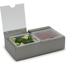 38702CSIB - 2 qt Condiment Caddies w/2 Nothced Lids & 2 Ice Packs 12-1/2", 7-5/8", 3-5/8" - Stainless Steel