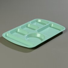 586500 - Left-Hand Handled Economy Melamine 6-Compartment Tray - Variegated