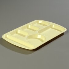 586604 - Left-Hand Handled Economy Melamine 6-Compartment Tray - Yellow