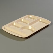 586625 - Left-Hand Handled Economy Melamine 6-Compartment Tray - Tan