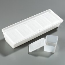 SS10502 - Caddy w/5 ea 1-1/4 Pint Containers/Lids 19-3/4", 7-1/4", 4-1/4" - White