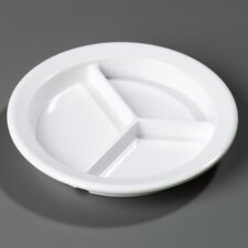 4351602 - Dallas Ware® 3-Compartment Plate 9" / 1-11/32" - White