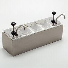381050 - Condiment Bar w/2 ea SS PUmps & 3 ea 2.5 qt Jars & Hinged Lids 23-1/2", 7-3/4", 12-3/4" - Stainless Steel
