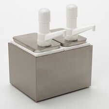 38502FNP - Topping Rail w/2 ea Fixed Nozzle Pumps & Jars 9-5/8", 7-3/4", 12-1/2" - Stainless Steel