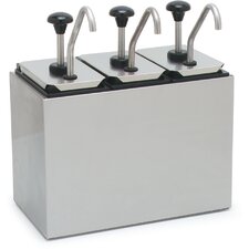 3856303 - Coldmaster® Topping Rail w/3 ea SS Pumps & Fountain Jars 16", 12", 14-1/2" - Black