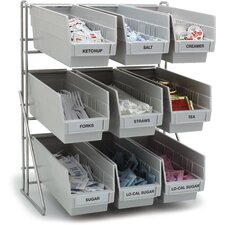 381209SG - Wire Packet Rack, comes with 9 ea 2-1/2 qt Containers 14", 12", 18" - Grey