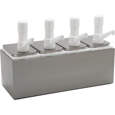 38504FNP - Topping Rail w/4 ea Fixed Nozzle Pumps & Jars 19-1/4", 7-3/4", 12-1/2" - Stainless Steel