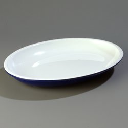 8918403 - Mosaic™ 4 qt Oval Platter 19-3/16" x 13-3/4" - White-Cobalt Blue