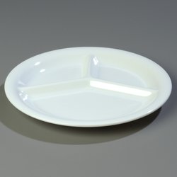 4300002 - Durus® Narrow Rim 3-Compartment Plate 10-7/16" / 1" - White