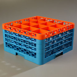 RG16-4C412 - OptiClean™ 16 Compartment w/4 Extenders - Orange-Carlisle Blue