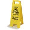 Flo-Pac Economy Wet Floor Sign (English/Spanish/German) 25h x 11w - Yellow