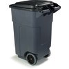 Bronco Square Rolling Waste Container Trash Can with Hinged Lid 50 Gallon - Gray