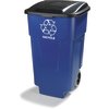 Square RECYCLE Rolling Container with Hinged Lid 50 Gallon - Blue