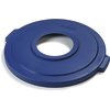 Bronco Round Recycle Lid with 8 Receptacle 44 Gallon - Recycle - Blue