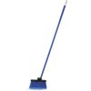 Duo-Sweep Wide Light Industrial Lobby Broom, Flagged With Blue Metal Threaded Handle - Blue