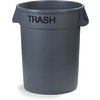 Bronco Round TRASH Labeled Waste Container 32 Gallon - Trash - Gray