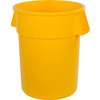 Bronco Round Waste Bin Trash Container 55 Gallon - Yellow