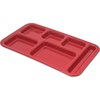 Right Hand 6-Compartment Melamine Tray, 15 x 9 - Red