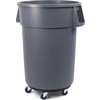 Bronco Round Waste Container, Dolly, Combo (Lid Sold Separately) 44 Gallon - Gray