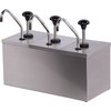 Insulated Condiment Topping Rail with 3 SS Pumps & 2 Large Ice Packs  - Stainless Steel