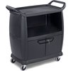 Small Bussing Cart w/Doors and Panels 18 x 36.25 x 38 - Black
