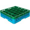 OptiClean NeWave Color-Coded Glass Rack with Integrated Extender 20 Compartment - Green-Carlisle Blue