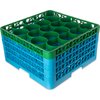 OptiClean NeWave Color-Coded Glass Rack with Four Extenders 20 Compartment - Green-Carlisle Blue