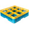 OptiClean 9 Compartment Glass Rack with 1 Extender 5.56 - Yellow-Carlisle Blue