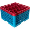 OptiClean NeWave Color-Coded Glass Rack with Four Extenders 30 Compartment - Red-Carlisle Blue