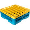 OptiClean 36 Compartment Glass Rack with 2 Extenders 7.12 - Yellow-Carlisle Blue