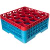 OptiClean NeWave Color-Coded Glass Rack with Three Extenders 20 Compartment - Red-Carlisle Blue