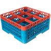OptiClean 9 Compartment Glass Rack with 3 Extenders 8.72 - Orange-Carlisle Blue