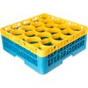 OptiClean NeWave Color-Coded Glass Rack with Two Extenders 20 Compartment - Yellow-Carlisle Blue