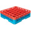 OptiClean NeWave Color-Coded Glass Rack with Integrated Extender 30 Compartment - Orange-Carlisle Blue