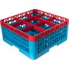 OptiClean 9 Compartment Glass Rack with 3 Extenders 8.72 - Red-Carlisle Blue