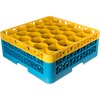 OptiClean NeWave Color-Coded Glass Rack with Two Extenders 30 Compartment - Yellow-Carlisle Blue