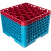 OptiClean NeWave Color-Coded Glass Rack with Five Extenders 30 Compartment - Red-Carlisle Blue