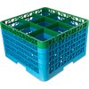 OptiClean 9 Compartment Glass Rack with 5 Extenders 11.9 - Green-Carlisle Blue
