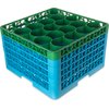 OptiClean NeWave Color-Coded Glass Rack with Five Extenders 20 Compartment - Green-Carlisle Blue