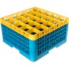 OptiClean 25 Compartment Glass Rack with 4 Extenders 10.3 - Yellow-Carlisle Blue