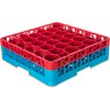 OptiClean NeWave Color-Coded Glass Rack with Integrated Extender 30 Compartment - Red-Carlisle Blue