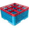 OptiClean 9 Compartment Glass Rack with 4 Extenders 10.3 - Red-Carlisle Blue