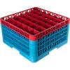 OptiClean 36 Compartment Glass Rack with 4 Extenders 10.3 - Red-Carlisle Blue