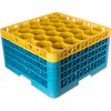 OptiClean NeWave Color-Coded Glass Rack with Three Extenders 30 Compartment (2pk) - Yellow-Carlisle Blue