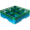 OptiClean 9 Compartment Glass Rack with 1 Extender 5.56 - Green-Carlisle Blue