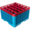 OptiClean 25 Compartment Glass Rack with 5 Extenders 11.9 - Red-Carlisle Blue