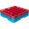 OptiClean NeWave Color-Coded Glass Rack with Integrated Extender 20 Compartment - Red-Carlisle Blue