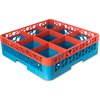 OptiClean 9 Compartment Glass Rack with 1 Extender 5.56 - Orange-Carlisle Blue