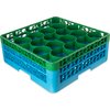 OptiClean NeWave Color-Coded Glass Rack with Two Extenders 20 Compartment - Green-Carlisle Blue
